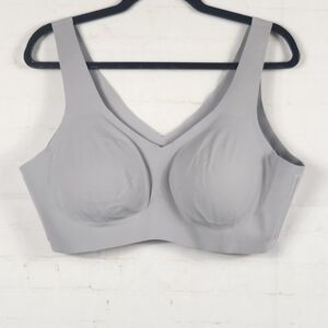Honeylove LiftWear Shapewear V-Neck Wireless Wide Straps Bra Moondust Gray 2X